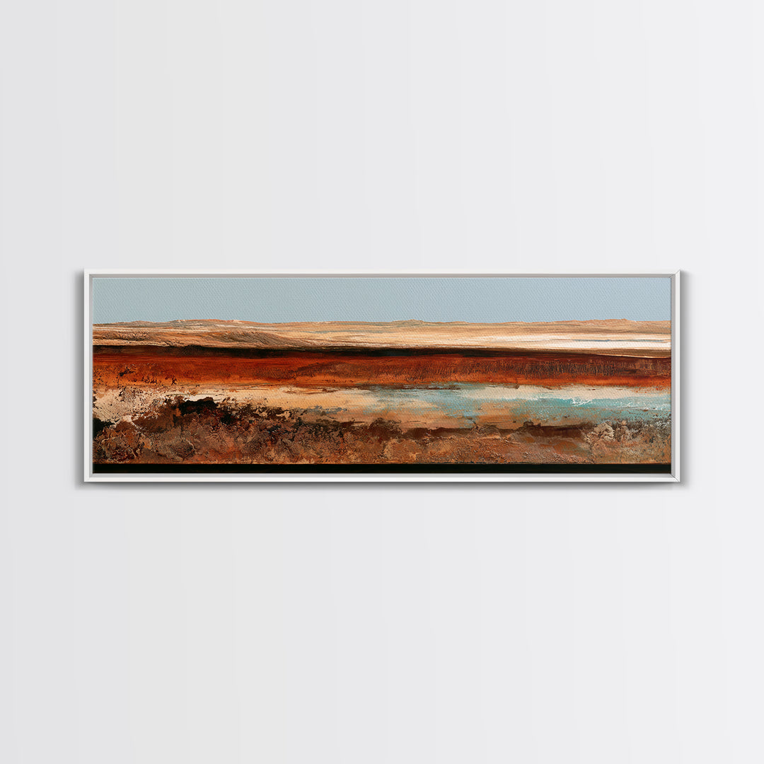 Abstract Heatwave Horizon Framed Canvas Print, Desert Art, Fine Art Print, Southwestern Decor, Oil Painting, Desert, DES-3x1-53