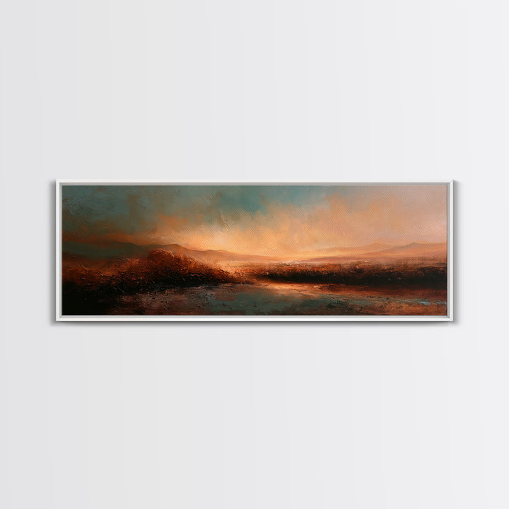 Abstract Heatwave Horizon Framed Canvas Print, Desert Art, Fine Art Print, Southwestern Decor, Oil Painting, Desert, DES-3x1-77