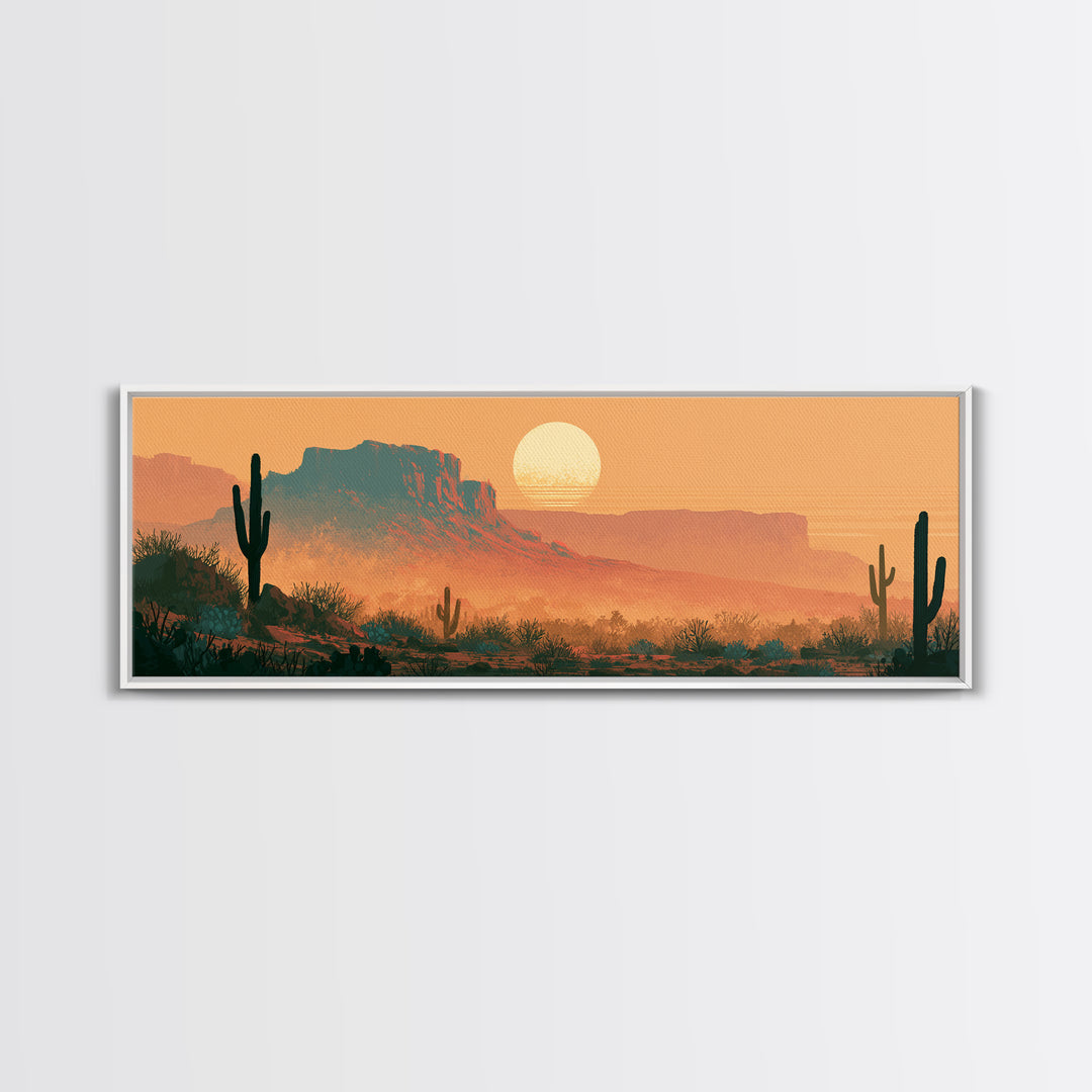 Minimal Beige Sun Canvas Print, Desert Art, Bedroom Wall Art, Southwestern Decor, Watercolor Art, Desert, Fine Art Print, DES-3x1-86