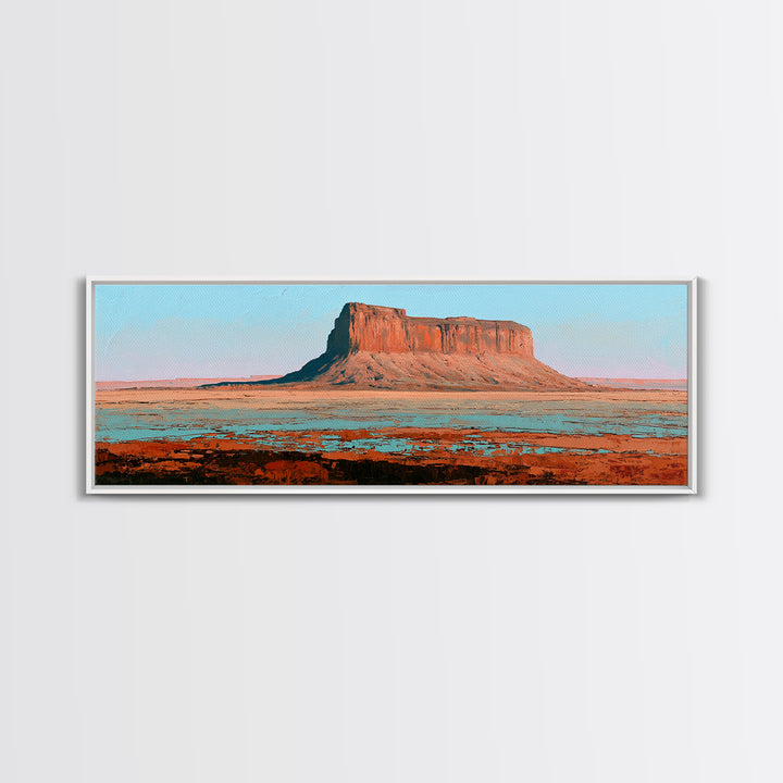 Abstract Mesa Landscape Canvas Print, Desert Art, Boho Wall Art, Southwestern Decor, Watercolor Art, Desert, Living Room Art, DES-3x1-91