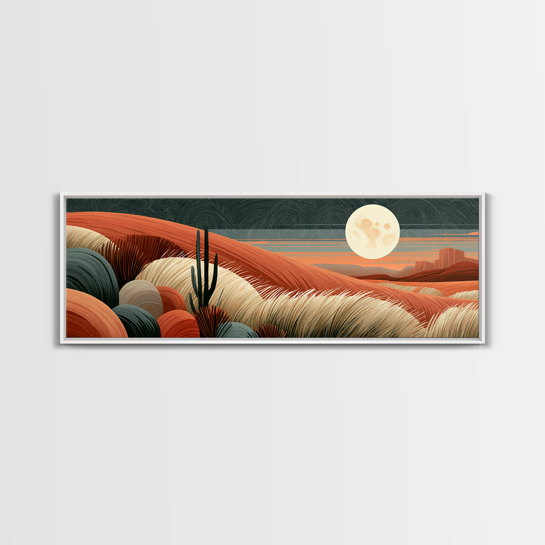 Desert Moon over Rolling Sand Canvas Print, Desert Art, Neutral Decor, Southwestern Decor, Oil Painting, Desert, Wall Decor, DES-3x1-98