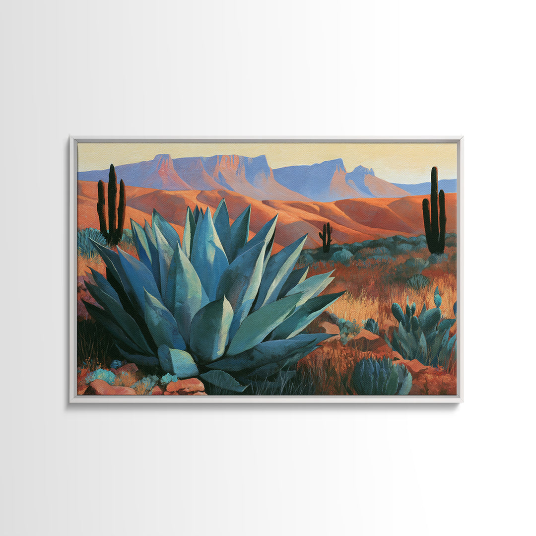 Agave Plant Closeup Framed Canvas Print, Desert Art, Boho, Southwestern Decor, Desert, Mountain Wall Art, Landscape Wall Art, DES-3x2-100