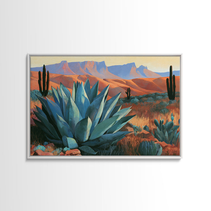 Agave Plant Closeup Framed Canvas Print, Desert Art, Boho, Southwestern Decor, Desert, Mountain Wall Art, Landscape Wall Art, DES-3x2-100