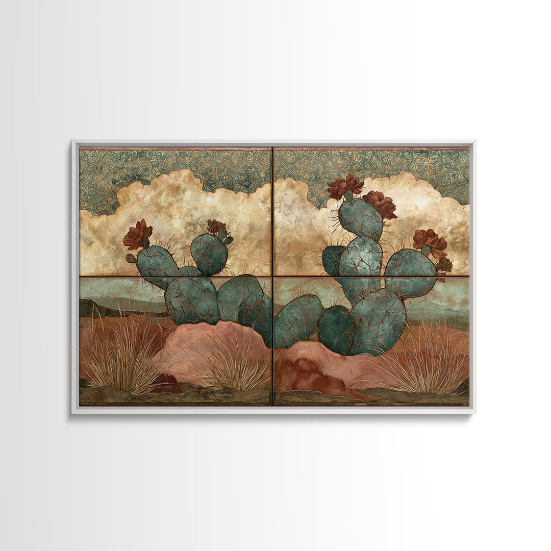 Cactus Botanical Plate Canvas Print, Desert Art, Neutral Decor, Southwestern Decor, Oil Painting, Desert, Wall Decor, DES-3x2-12
