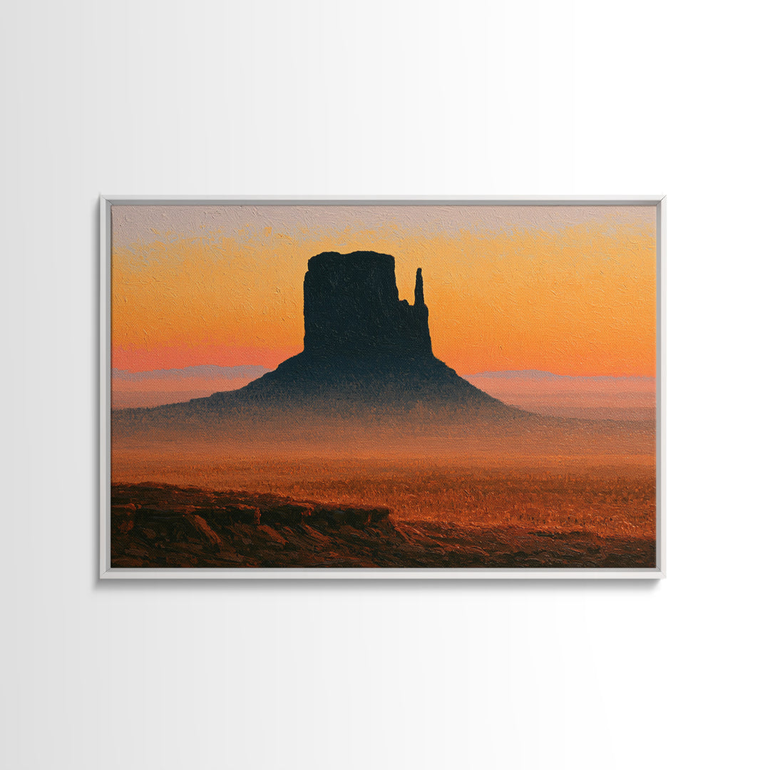 Monument Valley Silhouette Framed Canvas Print, Desert Art, Gallery Decor, Southwestern Decor, Fine Art, Desert, Home Decor, DES-3x2-13