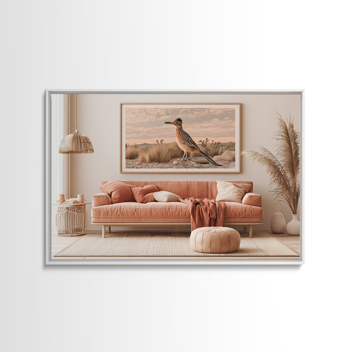 Roadrunner Bird in a Dry Wash Canvas Print, Desert Art, Landscape Art, Southwestern Decor, Fine Art, Desert, Art Print, DES-3x2-42