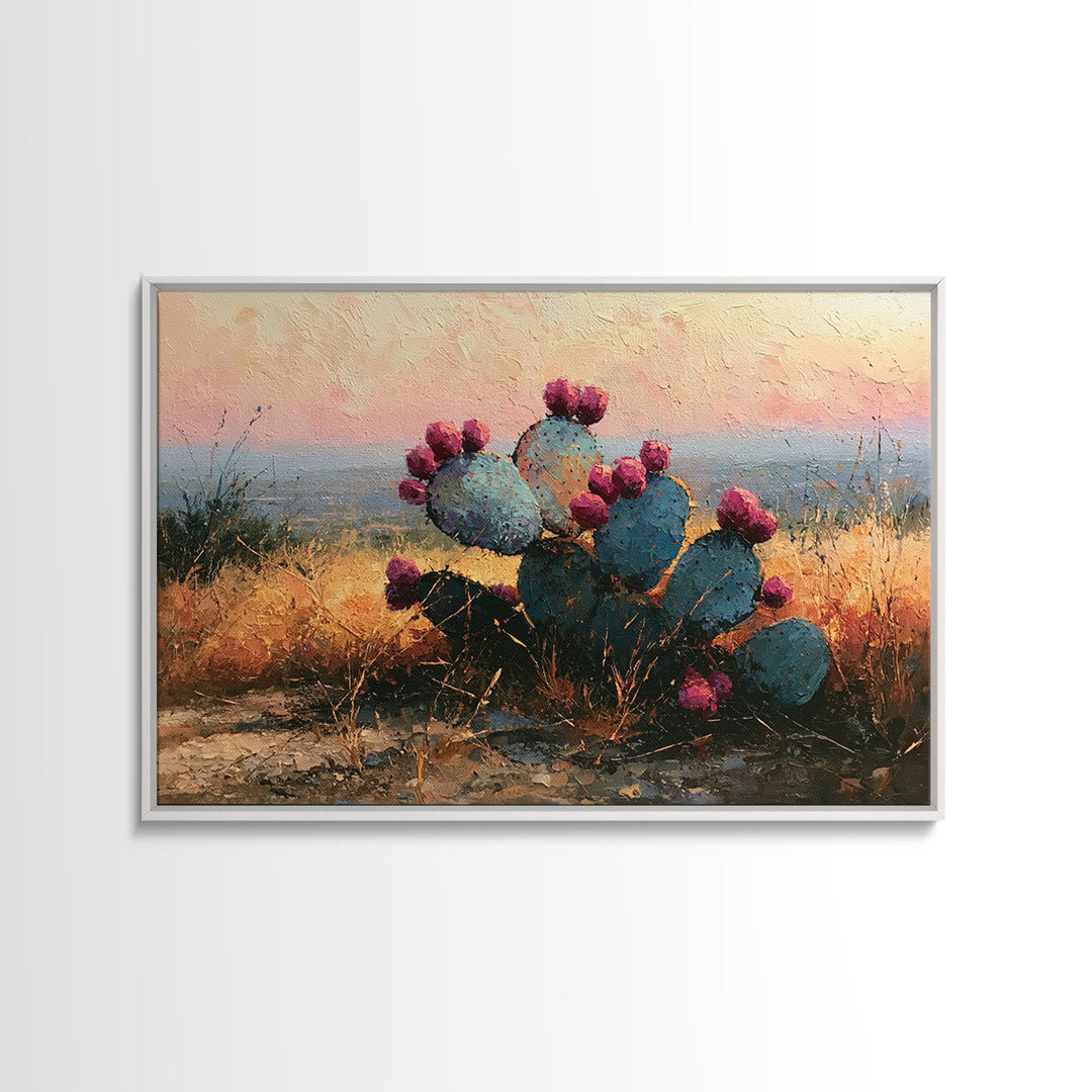 Prickly Pear Cactus Framed Canvas Print, Desert Art, Modern Wall Art, Southwestern Decor, Fine Art, Desert, Gallery Decor, DES-3x2-47