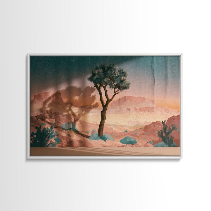 Joshua Tree under Star Filled Night Canvas Print, Desert Art, Living Room Art, Southwestern Decor, Fine Art, Desert, DES-3x2-58