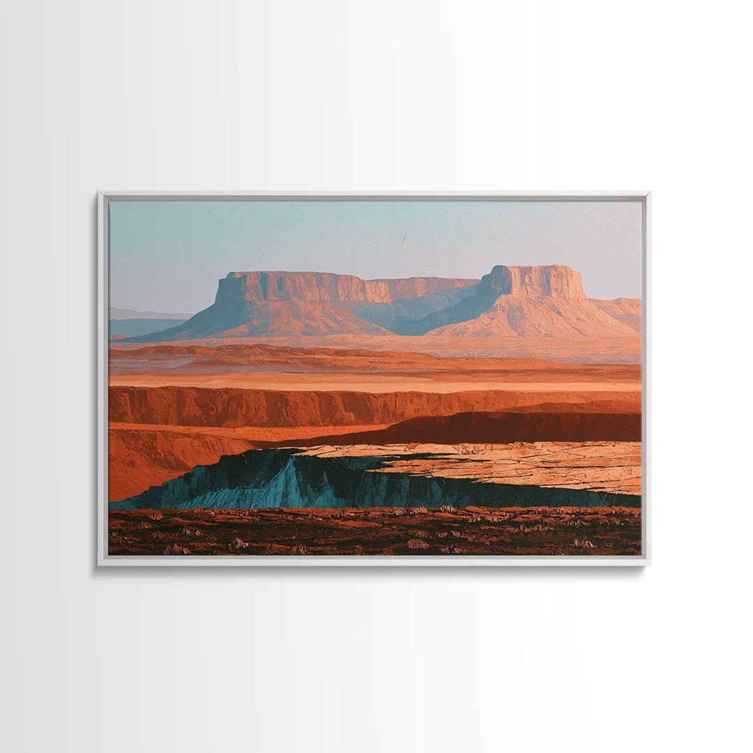 Abstract Mesa Landscape Framed Canvas Print, Desert Art, Western Wall Art, Southwestern Decor, Desert, Statement Artwork, DES-3x2-7