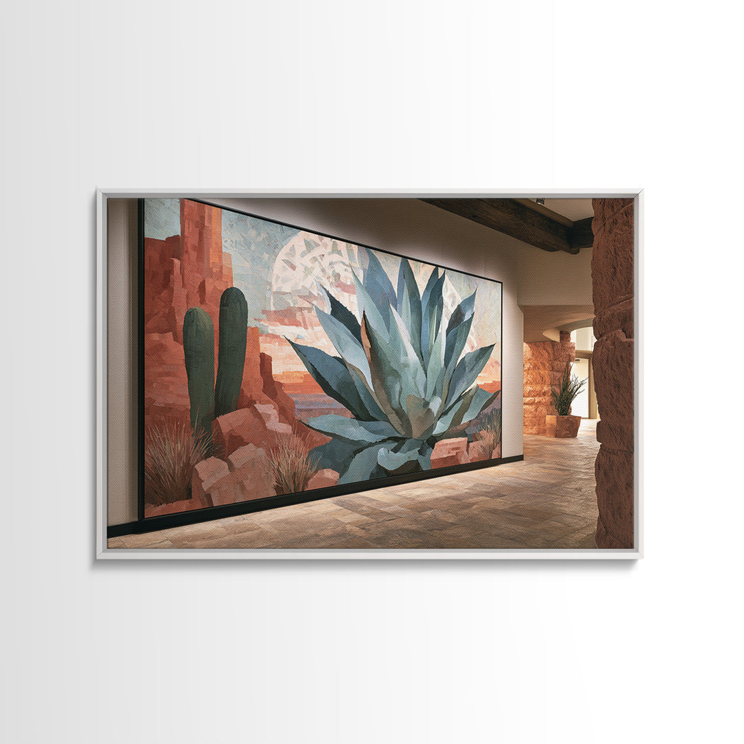 Agave Plant Closeup Canvas Print, Desert Art, Print, Southwestern Decor, Fine Art, Desert, Watercolor Painting, Modern Wall Art, DES-3x2-76