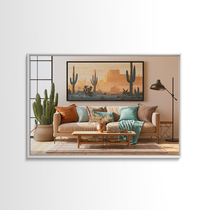 Cactus Botanical Plate Canvas Print, Desert Art, Apartment Decor, Southwestern Decor, Fine Art, Desert, Landscape Art, DES-3x2-84
