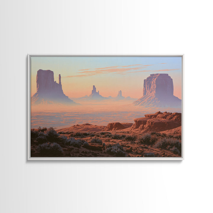 Monument Valley Silhouette Framed Canvas Print, Desert Art, Wall Art, Southwestern Decor, Watercolor Art, Desert, DES-3x2-85