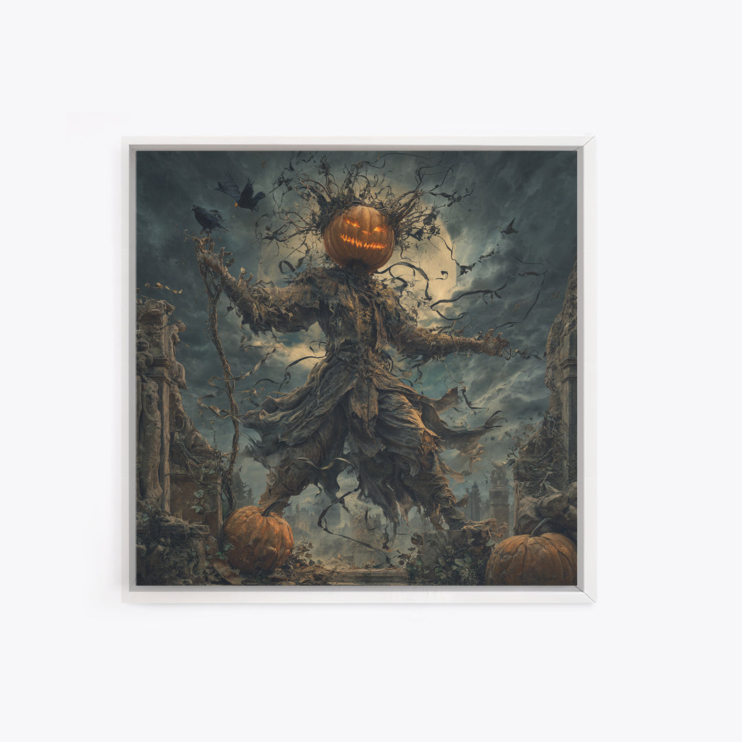The Jack-O'-Lantern King, Square Wall Art, Spooky Home Decor, Canvas Print, Halloween Wall Decor, Gothic Home Decor, Halloween Wall Art