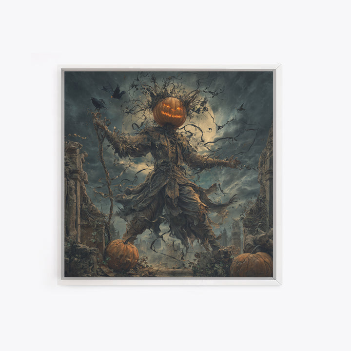 The Jack-O'-Lantern King, Square Wall Art, Spooky Home Decor, Canvas Print, Halloween Wall Decor, Gothic Home Decor, Halloween Wall Art