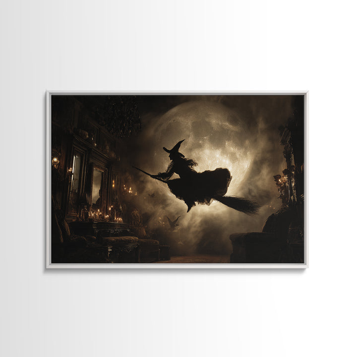 The Moonlit Witch, Landscape Wall Art, Spooky Home Decor, Canvas Print, Halloween Wall Decor, Gothic Home Decor, Statement Wall Art