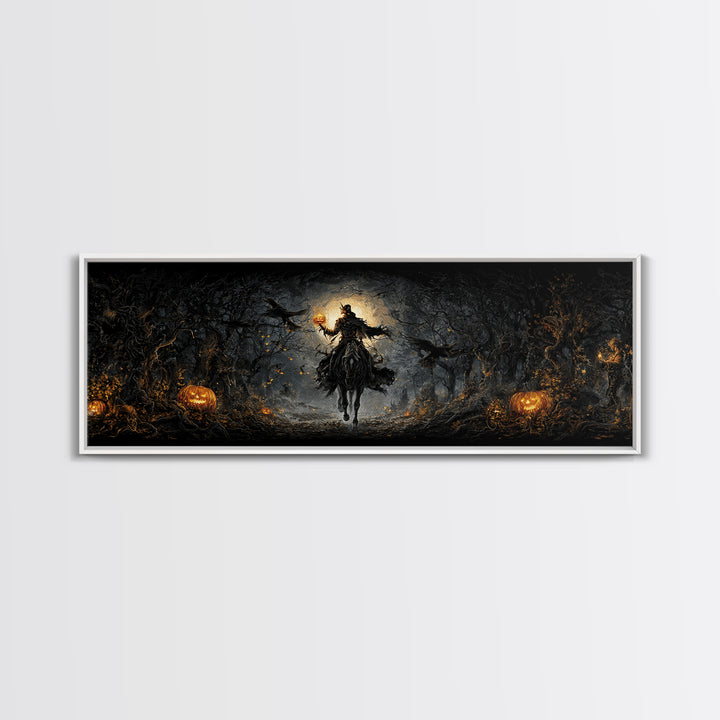 The Headless Horseman, Extra Wide Wall Art, Spooky Home Decor, Canvas Print, Halloween Wall Decor, Gothic Home Decor, Halloween Wall Art