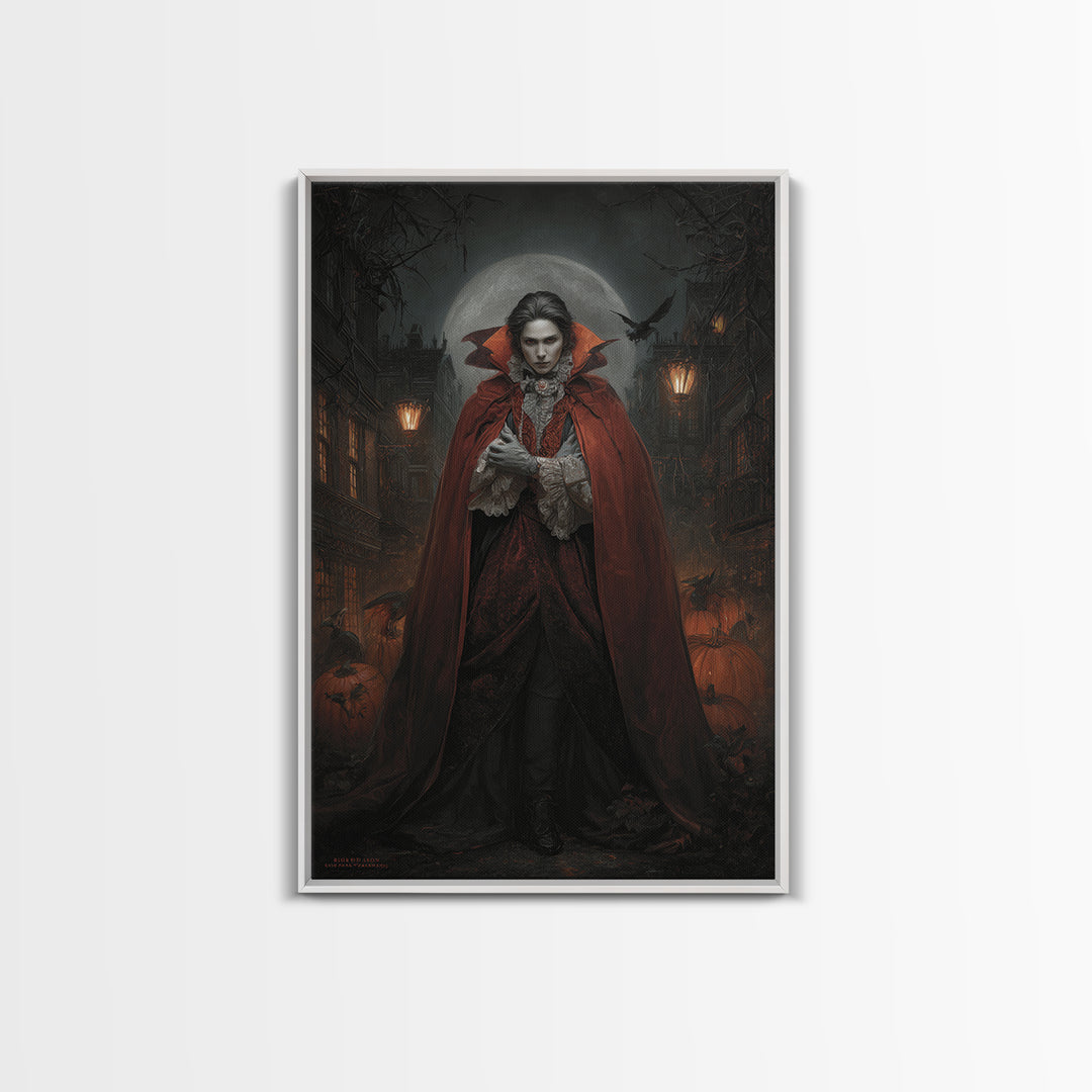 The Crimson Vampire, Vertical Wall Art, Gothic Horror Wall Art, Framed Canvas Print, Halloween Wall Decor, Gothic Home Decor