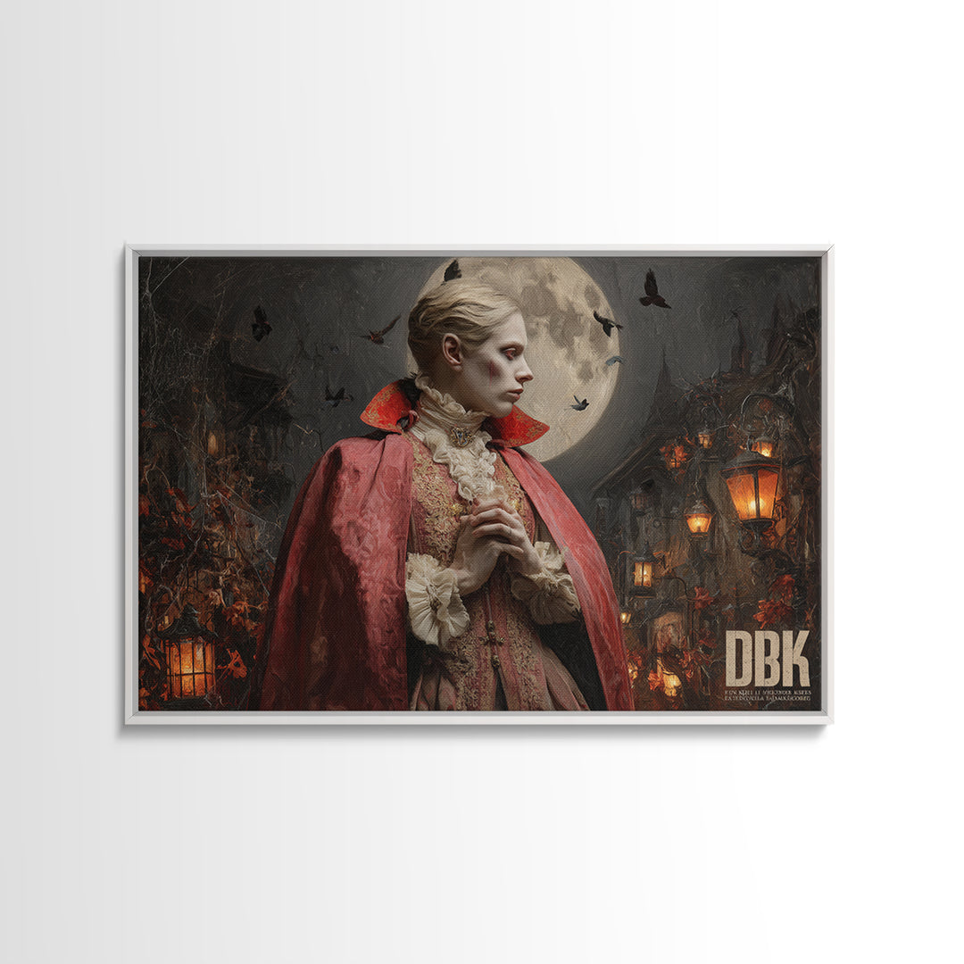 The Crimson Vampire, Landscape Wall Art, Dark Fantasy Wall Art, Canvas Print, Halloween Wall Decor, Gothic Home Decor, Seasonal Home Decor
