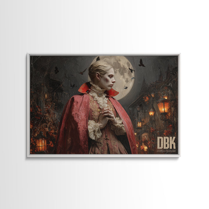The Crimson Vampire, Landscape Wall Art, Dark Fantasy Wall Art, Canvas Print, Halloween Wall Decor, Gothic Home Decor, Seasonal Home Decor