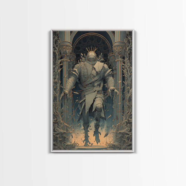 The Stitched Giant, Vertical Wall Art, Gothic Horror Wall Art, Framed Canvas Print, Halloween Wall Decor, Gothic Home Decor