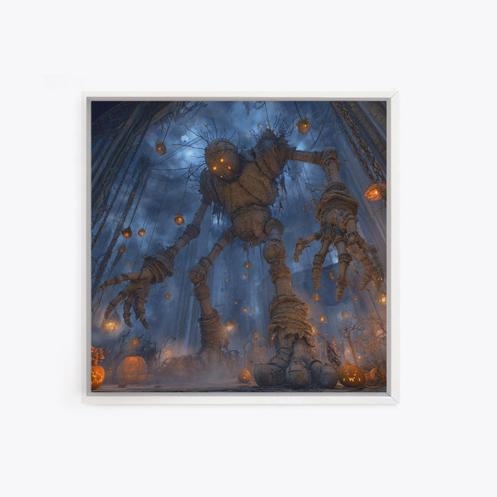 The Stitched Giant, Square Wall Art, Macabre Wall Art, Framed Canvas Print, Halloween Wall Decor, Gothic Home Decor, Seasonal Home Decor