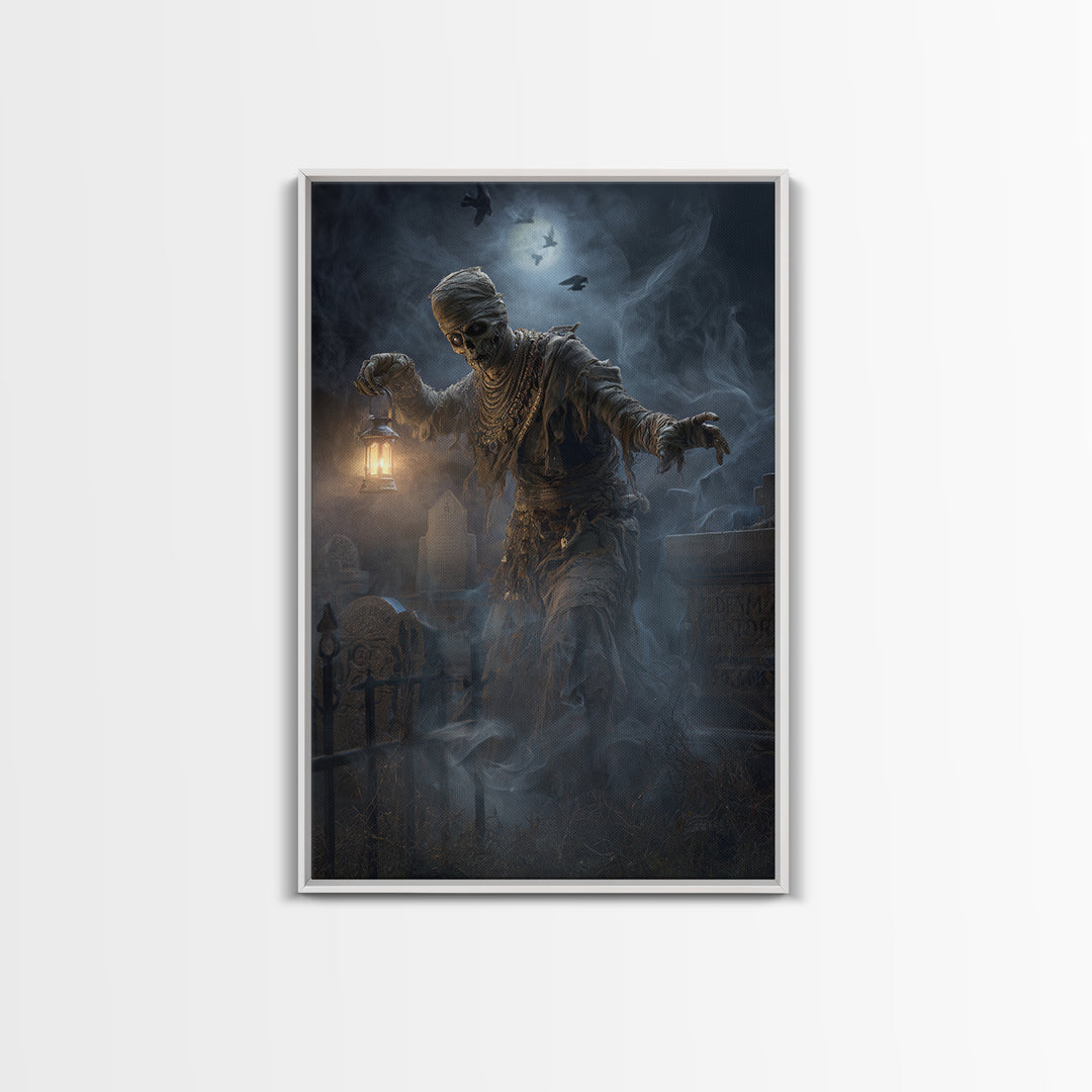 The Mummy Pharaoh, Vertical Wall Art, Haunted Gothic Art, Framed Canvas Print, Halloween Wall Decor, Gothic Home Decor, Statement Wall Art