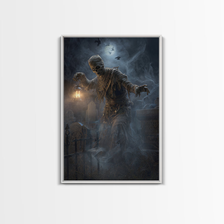 The Mummy Pharaoh, Vertical Wall Art, Haunted Gothic Art, Framed Canvas Print, Halloween Wall Decor, Gothic Home Decor, Statement Wall Art
