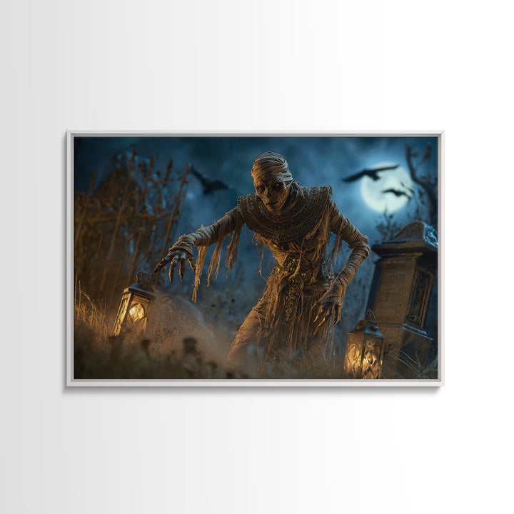 The Mummy Pharaoh, Landscape Wall Art, Macabre Wall Art, Framed Canvas Print, Halloween Wall Decor, Gothic Home Decor, Halloween Wall Art