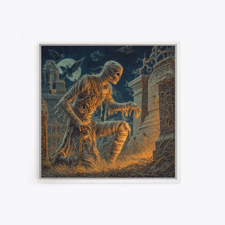 The Mummy Pharaoh, Square Wall Art, Gothic Horror Wall Art, Framed Canvas Print, Halloween Wall Decor, Gothic Home Decor, Macabre Wall Art