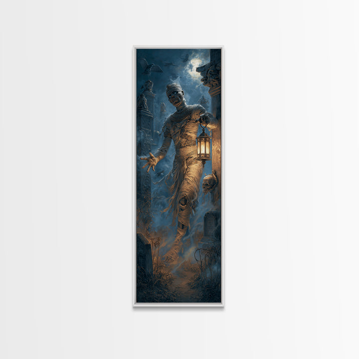 The Mummy Pharaoh, Tall Narrow Wall Art, Dark Halloween Decor, Canvas Print, Halloween Wall Decor, Gothic Home Decor, Macabre Wall Art