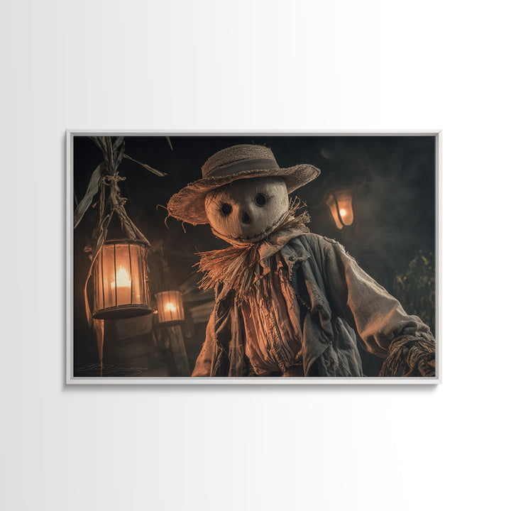 The Living Scarecrow, Landscape Wall Art, Macabre Wall Art, Framed Canvas Print, Halloween Wall Decor, Gothic Home Decor, Spooky Wall Decor