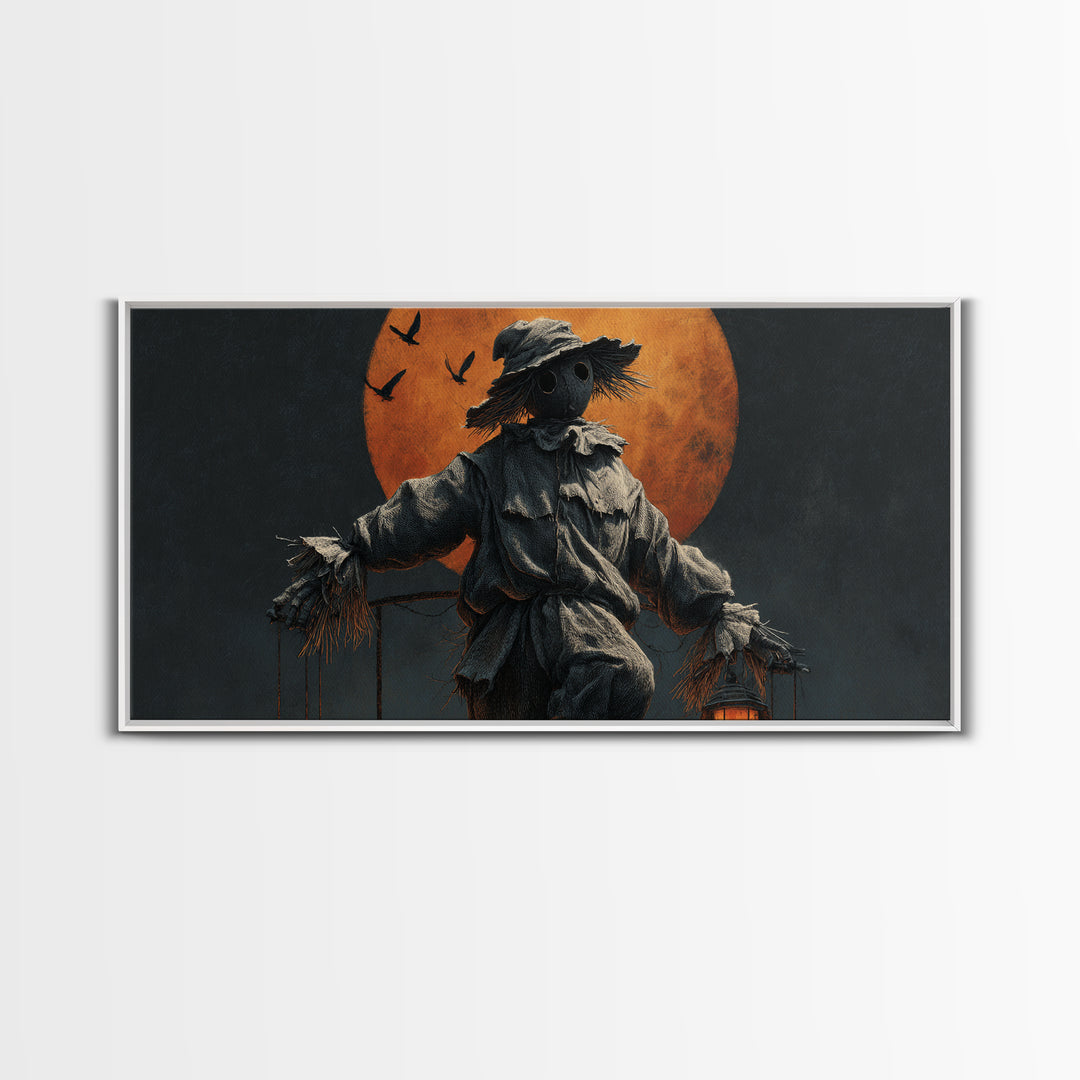 The Living Scarecrow, Wide Panoramic Art, Dark Fantasy Wall Art, Canvas Print, Halloween Wall Decor, Gothic Home Decor, Statement Wall Art