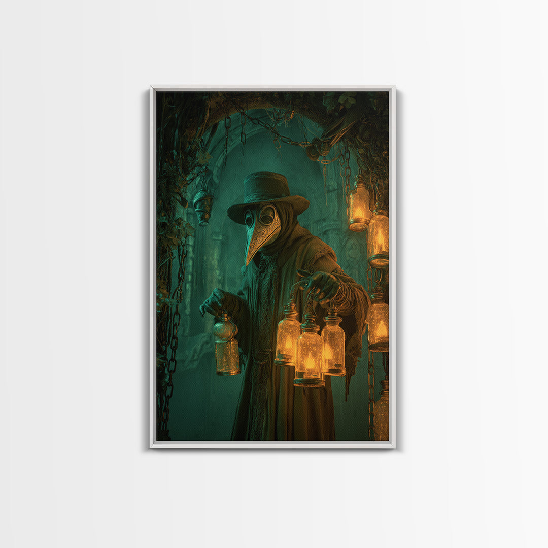 The Plague Doctor, Vertical Wall Art, Spooky Home Decor, Canvas Print, Halloween Wall Decor, Gothic Home Decor, Macabre Wall Art