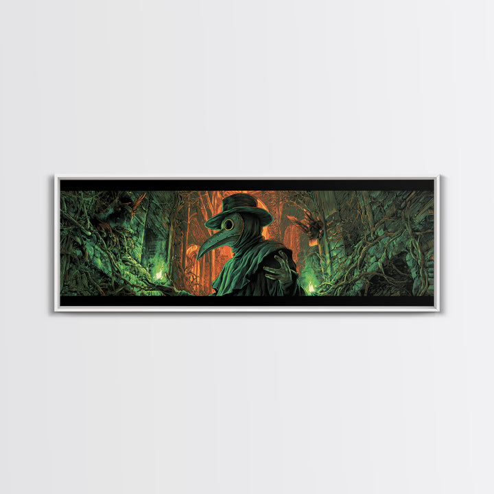 The Plague Doctor, Extra Wide Wall Art, Haunted Gothic Art, Framed Canvas Print, Halloween Wall Decor, Gothic Home Decor, Spooky Wall Decor