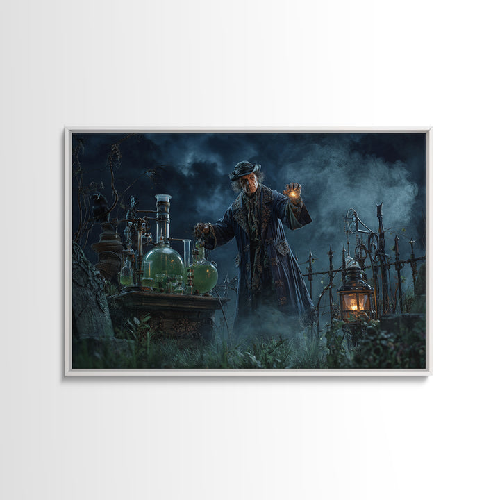The Mad Alchemist, Landscape Wall Art, Macabre Wall Art, Framed Canvas Print, Halloween Wall Decor, Gothic Home Decor, Halloween Decor