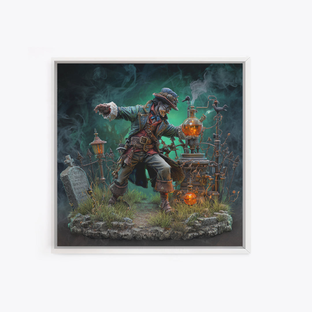The Mad Alchemist, Square Wall Art, Macabre Wall Art, Framed Canvas Print, Halloween Wall Decor, Gothic Home Decor, Dark Fantasy Art