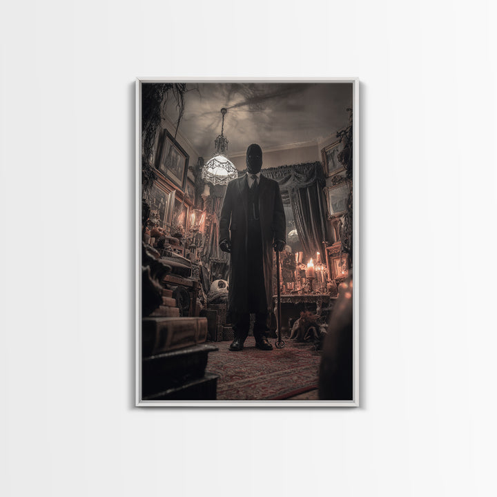 The Sinister Undertaker, Vertical Wall Art, Haunted Gothic Art, Framed Canvas Print, Halloween Wall Decor, Gothic Home Decor