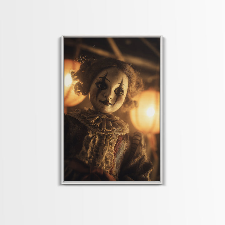 The Haunted Porcelain Doll, Vertical Wall Art, Gothic Horror Wall Art, Framed Canvas Print, Halloween Wall Decor, Gothic Home Decor