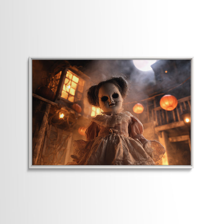 The Haunted Porcelain Doll, Landscape Wall Art, Dark Fantasy Wall Art, Canvas Print, Halloween Wall Decor, Gothic Home Decor