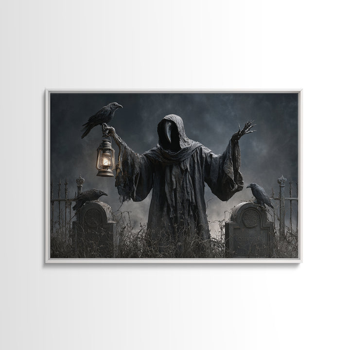 The Raven Keeper, Landscape Wall Art, Macabre Wall Art, Framed Canvas Print, Halloween Wall Decor, Gothic Home Decor, Spooky Wall Decor