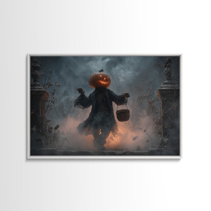 The Pumpkin-Headed Child, Landscape Wall Art, Dark Fantasy Wall Art, Canvas Print, Halloween Wall Decor, Gothic Home Decor