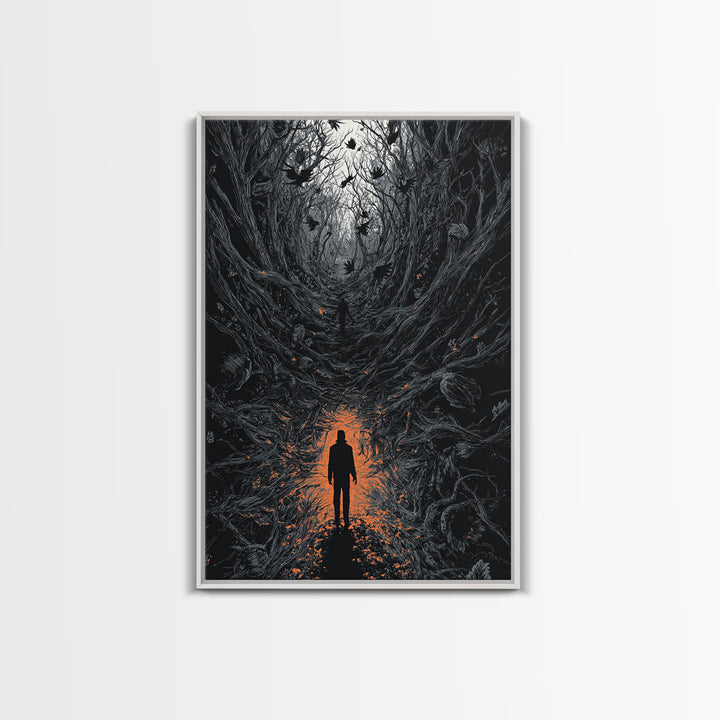 The Shadow Person, Vertical Wall Art, Dark Halloween Decor, Canvas Print, Halloween Wall Decor, Gothic Home Decor, Macabre Wall Art