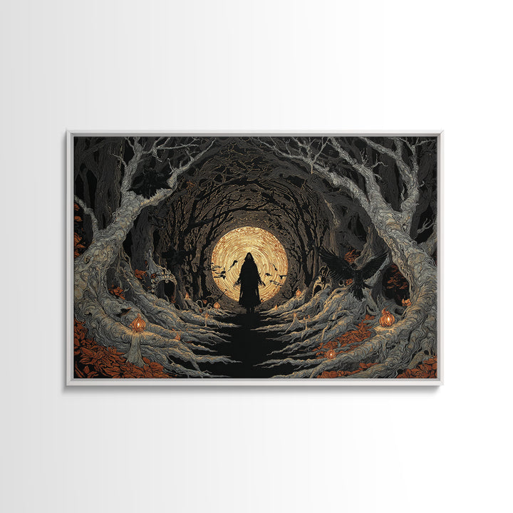 The Shadow Person, Landscape Wall Art, Macabre Wall Art, Framed Canvas Print, Halloween Wall Decor, Gothic Home Decor, Halloween Wall Art