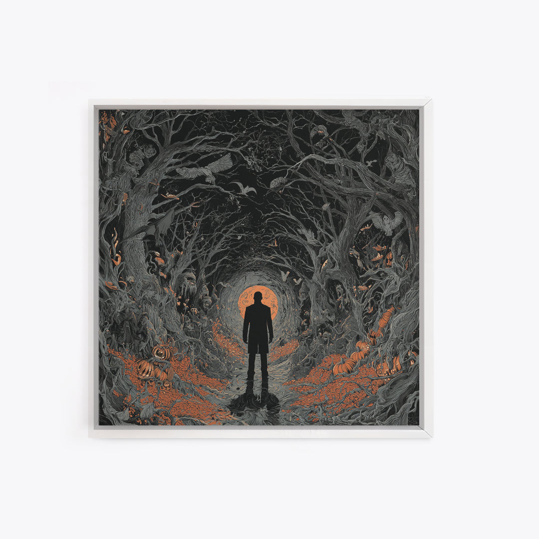 The Shadow Person, Square Wall Art, Dark Halloween Decor, Canvas Print, Halloween Wall Decor, Gothic Home Decor, Horror Wall Art