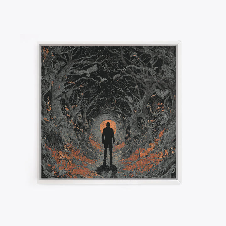 The Shadow Person, Square Wall Art, Dark Halloween Decor, Canvas Print, Halloween Wall Decor, Gothic Home Decor, Horror Wall Art