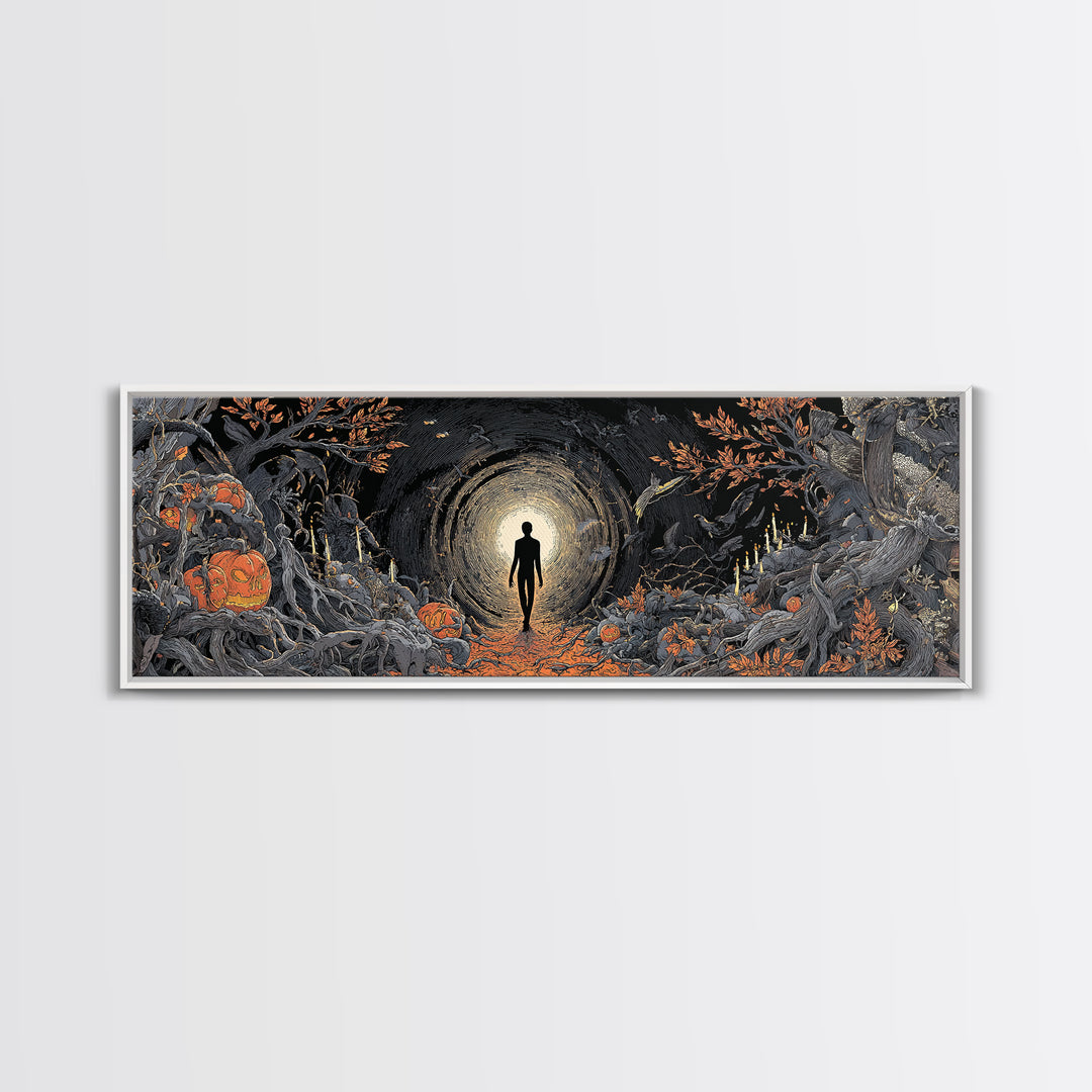 The Shadow Person, Extra Wide Wall Art, Spooky Home Decor, Canvas Print, Halloween Wall Decor, Gothic Home Decor, Halloween Decor