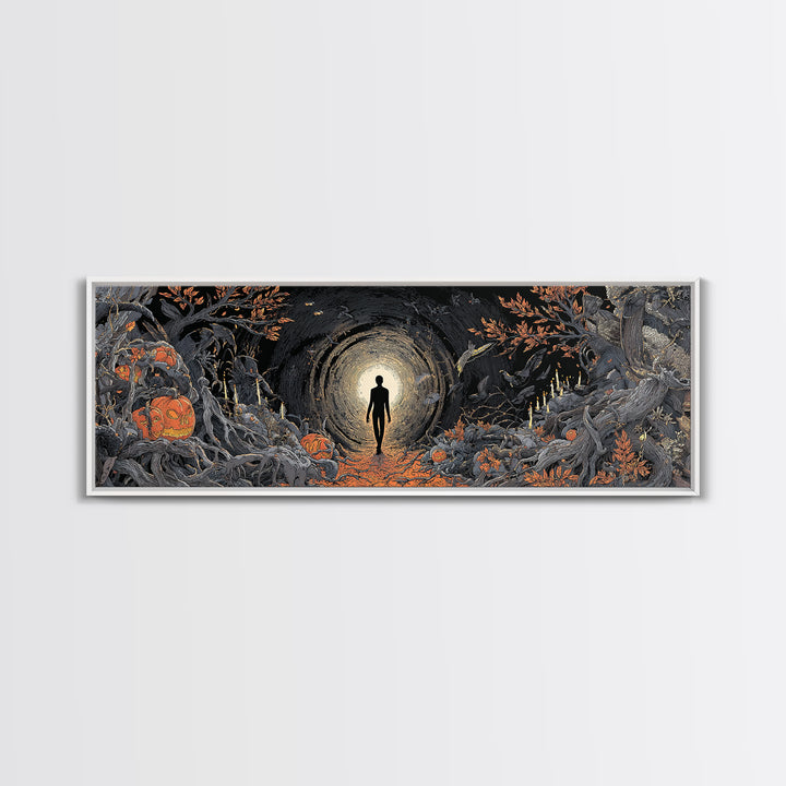 The Shadow Person, Extra Wide Wall Art, Spooky Home Decor, Canvas Print, Halloween Wall Decor, Gothic Home Decor, Halloween Decor