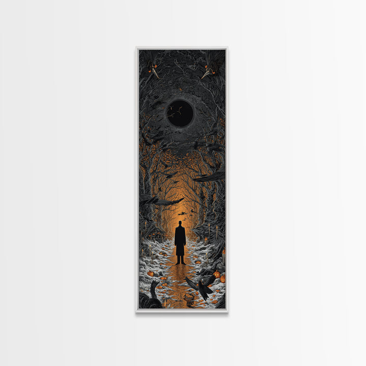 The Shadow Person, Tall Narrow Wall Art, Haunted Gothic Art, Framed Canvas Print, Halloween Wall Decor, Gothic Home Decor, Dark Fantasy Art