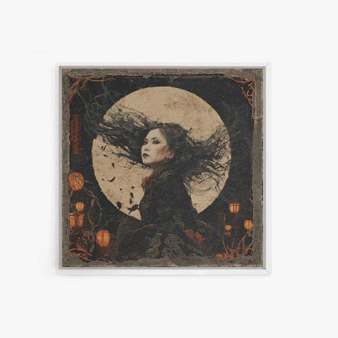 The Banshee Singer, Square Wall Art, Macabre Wall Art, Framed Canvas Print, Halloween Wall Decor, Gothic Home Decor, Horror Wall Art