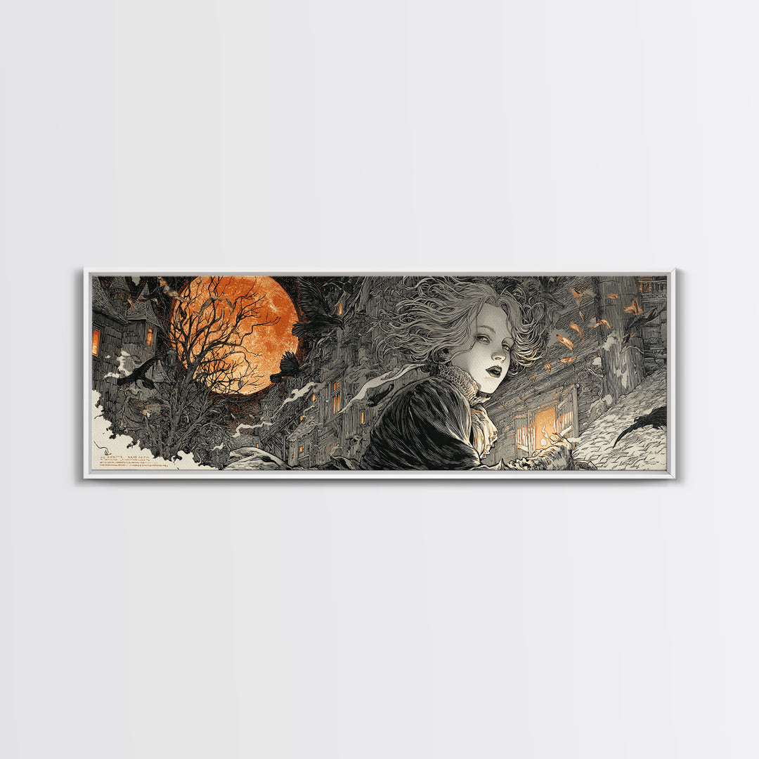 The Banshee Singer, Extra Wide Wall Art, Dark Fantasy Wall Art, Canvas Print, Halloween Wall Decor, Gothic Home Decor, Spooky Wall Decor